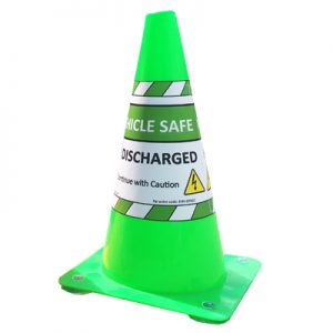 Green Vehicle Safe Cone 'Continue with Caution'