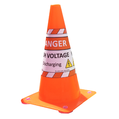 Orange High Voltage Warning Cone 'Battery Discharging'
