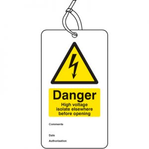 Safety Tag - ‘Danger, High Voltage, isolate..."